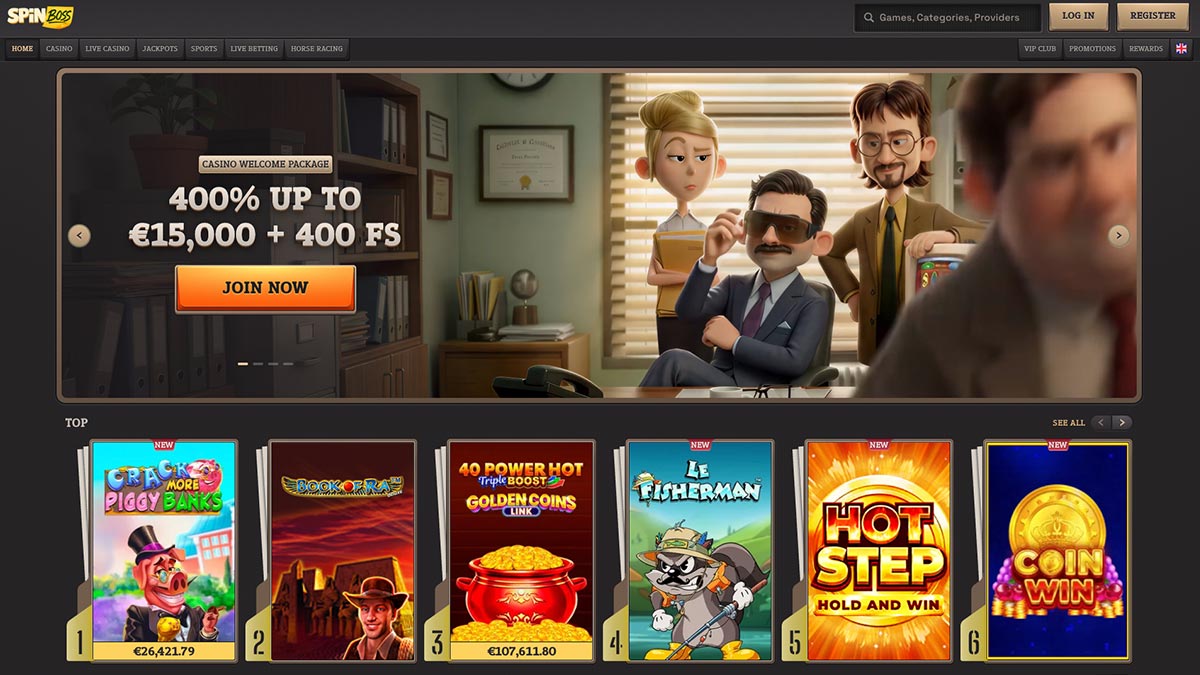 homepage van spinboss casino belgie